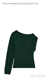 Maglione Zara Nuovo verde scuro asimmetrico, M