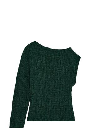 Maglione Zara Nuovo verde scuro asimmetrico, M
