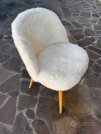Sedia Peluche Teddy Bouclé Bianca Stile Nordico