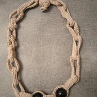 Collana donna di cotone/stoffa beige