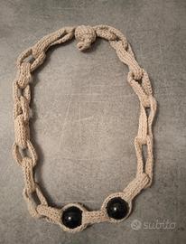 Collana donna di cotone/stoffa beige