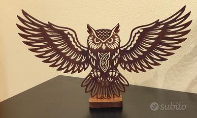 Gufo realizzato in mdf tinto noce
