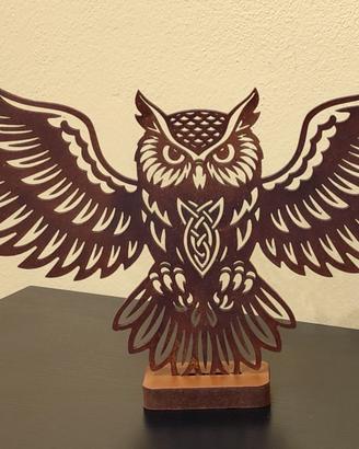 Gufo realizzato in mdf tinto noce