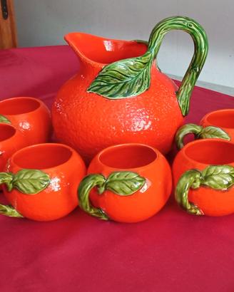 Set brocca e bicchieri per bibite vintage anni 70