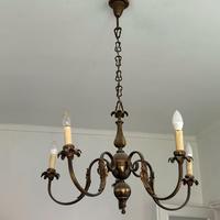 Lampadario in ottone a candeliere 4 bracci