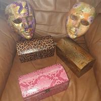 Portagioie piatti maschere decoupage