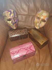 Portagioie piatti maschere decoupage