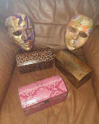 Portagioie piatti maschere decoupage