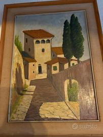Dipinto scorcio borgo / paesaggio