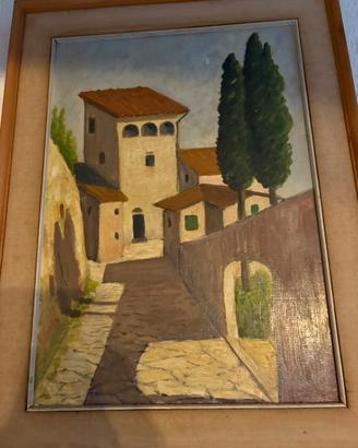 Dipinto scorcio borgo / paesaggio