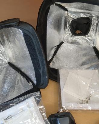 Kit luci con 2 soft box usati (lampade escluse)