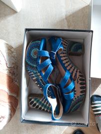 Enjoy Sandali con taccotg. 39 in vera pelle blu