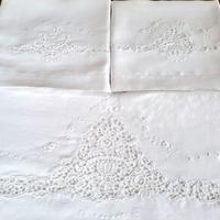 Set matrimoniale in puro lino e pizzo Venezia