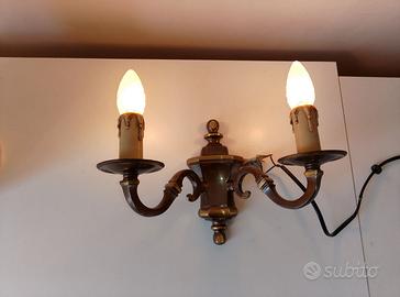 Applique ottone da parete a 2 bracci vintage