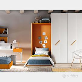 Letto a scomparsa singolo promo verticale arancio