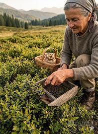 Pettine Raccogli Mirtilli Antico in Legno e Ferro
