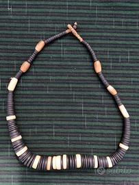 Collana tribale in osso/cocco/legno