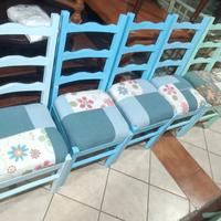 10 sedie colorate in legno massello