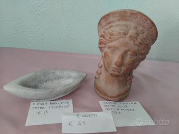 Coppia d'Arte: Ciotola Marmo & Testa Terracotta