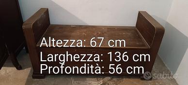 Divanetto contenitore in legno, antico d'antiquari