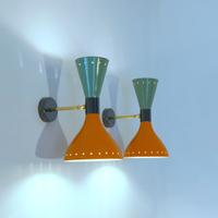 Coppia Applique DOPPIO CONO STILNOVO Style Ottone