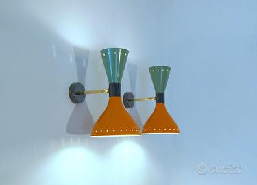 Coppia Applique DOPPIO CONO STILNOVO Style Ottone