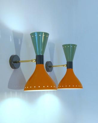 Coppia Applique DOPPIO CONO STILNOVO Style Ottone