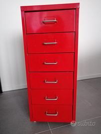 Cassettiera in metallo Ikea Helmer Rossa