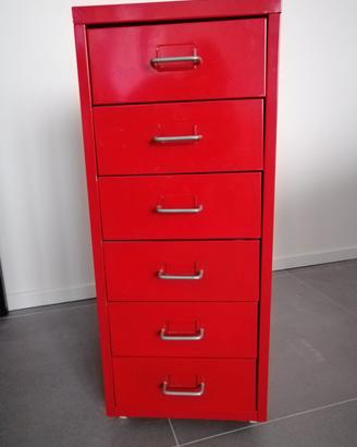 Cassettiera in metallo Ikea Helmer Rossa