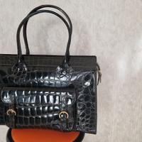 Borsa grande di coccodrillo marrone scuro