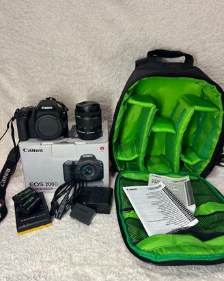 Canon EOS 200D + 18-55mm + 50mm f/1.4 + accessori