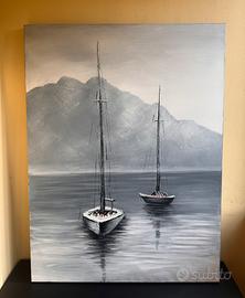 Quadro su tela - Barche a vela sul lago 120x90