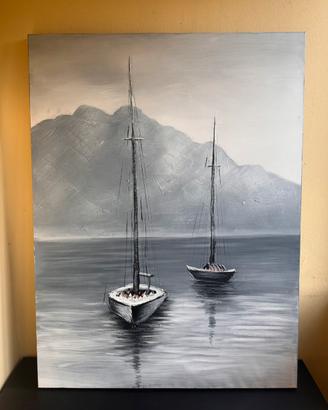 Quadro su tela - Barche a vela sul lago 120x90