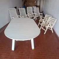 Tavolo e Sedie da giardino in legno bianco