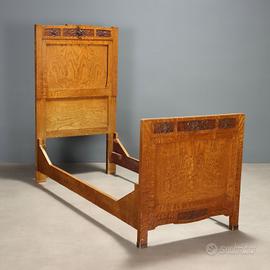 Letto Singolo Liberty in Rovere - Inizio XX Secolo
