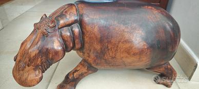 ippopotamo in legno massiccio 