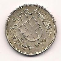 5 franchi svizzeri 1939 argento