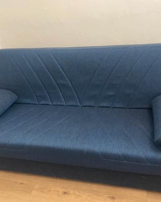 Divano letto blu con contenitore