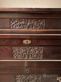 Cassettone antico in legno massello 4 cassetti