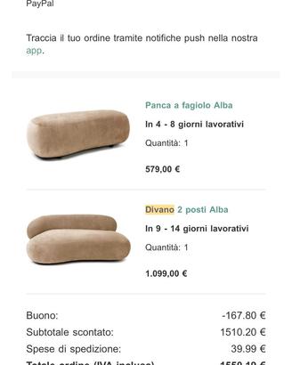 Divano 2 posti ALBA + puff