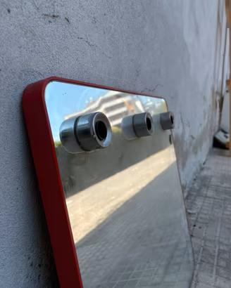 Specchio Vintage  Rosso Gedy Anni 70 con Luci