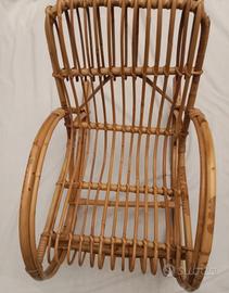 sedia a dondolo in bambù vintage da bambino