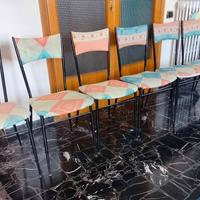 8 sedie ferro imbottite vintage anni 50