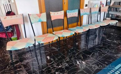 8 sedie ferro imbottite vintage anni 50