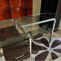 Scrivania  Tisettanta in vetro due cassetti