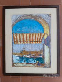 Quadro a pastello con cornice