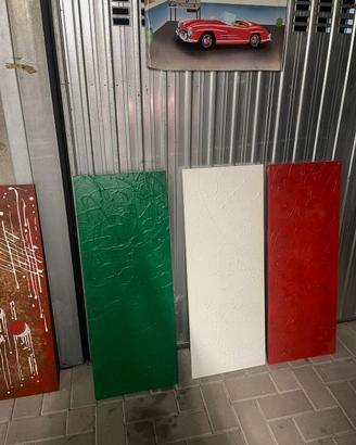quadro dipinto a mano bandiera italiana tre pezzi