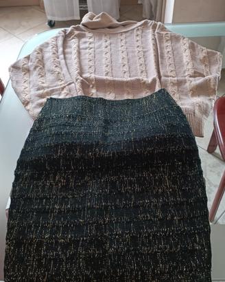 Completo donna elegante – maglione + gonna tweed (