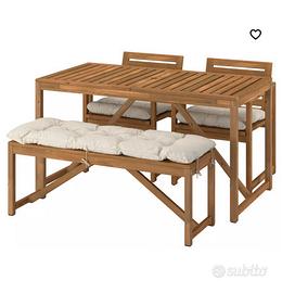 Tavolo sedie panca in legno da giardino da esterno