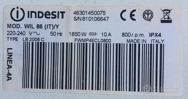 Indesit WIL 86 (IT)/Y lavabiancheria, ricambi vari